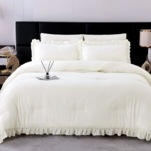 طقم لحاف شارم صيفي كوين - 150x200 سم - 4 قطع - كريمي