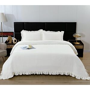 طقم غطاء لحاف شارم صيفي بدون حشوة مزدوج - 6 قطع - كريمي