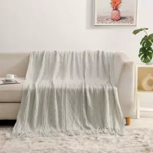 بطانية دان شال خفيفة بامبو - 130x170 سم - رمادي فاتح