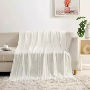 بطانية دان شال خفيفة بامبو - 130x170 سم - كريمي