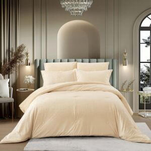 لحاف كوين شتوي نارنج 200x150 سم مخمل محفور - 4 قطع - سكري