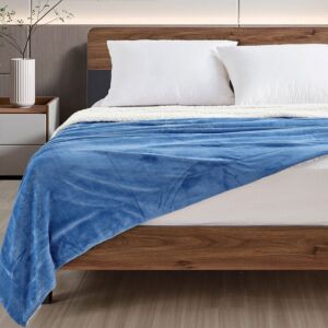 بطانية مزدوج فرو نداف - ازرق فاتح