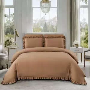 طقم غطاء لحاف شارم صيفي مفرد ونص شارم - 4 قطع - بني