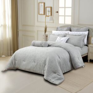 لحاف مزدوج صيفي ريتا جاكارد فاخر - 10 قطع - رمادي