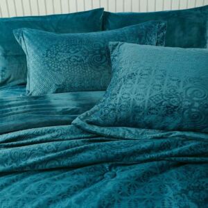 لحاف مزدوج شتوي مخمل محفور نارنج - 6 قطع - تركواز