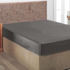 شرشف مطاط قطن كوين بيارا - رمادي