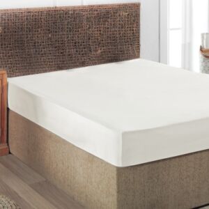 شرشف مطاط قطن مزدوج ميان - كريمي