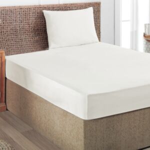 طقم شرشف مطاط صيفي مفرد ونص جيلان - قطعتين - كريمي