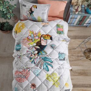 طقم لحاف أطفال براديس صيفي مفرد ونص تركي - 4 قطع - ابيض