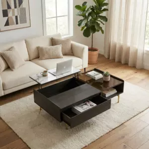 طاولة قهوة مودرن جيسيكا - أسود وأبيض رخامي