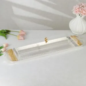 صينية تقديم فاخرة مع غطاء - فضي وذهبي