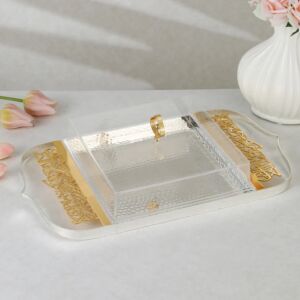 صندوق تقديم اكريلك - فضي وذهبي
