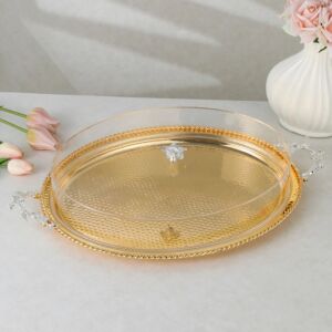 صينية تقديم فاخرة مع غطاء لورا - ذهبي وفضي