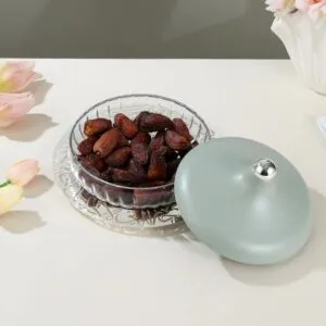 تمرية متوسطة زجاج من جوار - اخضر وفضي