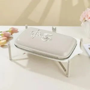 Jiwar Stainless Steel Medium Serving Tray - Beige and Silver