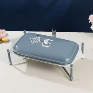 حافظة تقديم طعام كبيرة من جوار - ازرق وفضي