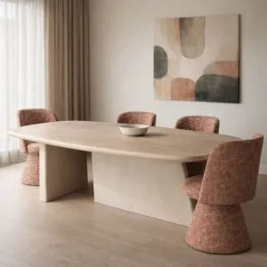 طاولة طعام بأرجل متعامدة جوليانا - 8 اشخاص - بيج