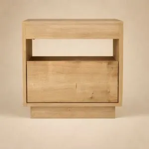 طاولة سرير جانبية تيلا خشبية - بني فاتح