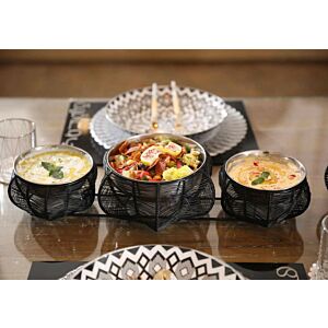 صحن تقديم ثلاثي أسود - فلور