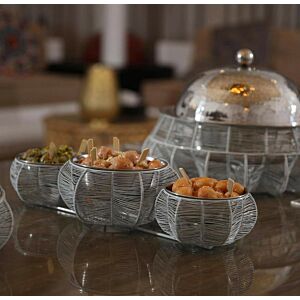 صحن تقديم ثلاثي رمادي - فلور