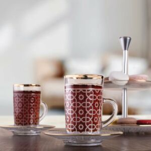 طقم بيالات شاي بيد ل6 أشخاص ايفوري عاجي مذهب