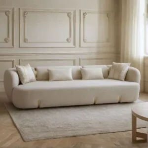 كنبة 4 مقاعد ريان - بيج وذهبي