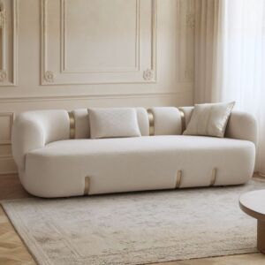 كنبة 3 مقاعد ريان - بيج وذهبي