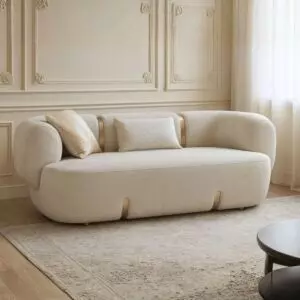 كنبة مقعدين ريان - بيج وذهبي