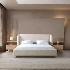 طقم غرفة نوم كينغ 5 قطع يلدز - 180x200سم - بيج وذهبي