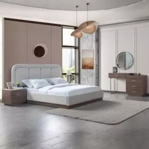 طقم غرفة نوم كينغ 5 قطع كونا - 180x200سم - بيج