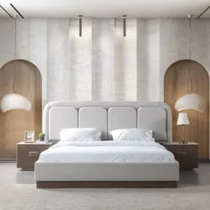 طقم غرفة نوم كينغ 5 قطع كونا - 180x200سم - بيج