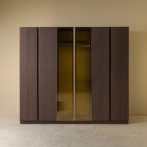 دولاب ملابس 6 أبواب يوكا مقاوم للكسر - بني