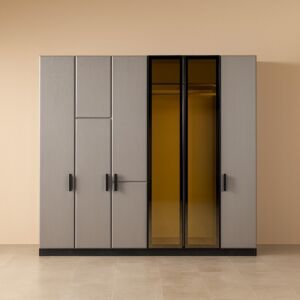 دولاب ملابس ايلانا مقاوم للكسر - 6 ابواب - بيج واسود