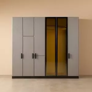 دولاب ملابس ايلانا مقاوم للكسر - 6 ابواب - بيج واسود