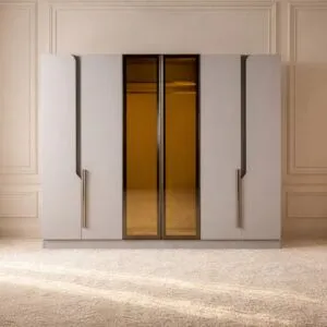 دولاب ملابس بريانكا مقاوم للكسر - 6 ابواب - بيج وبني