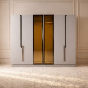 دولاب ملابس بريانكا مقاوم للكسر - 6 ابواب - بيج وبني