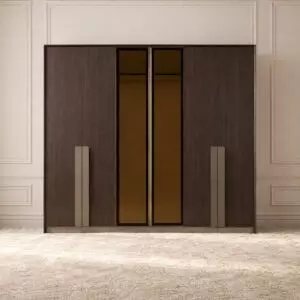 دولاب ملابس غير قابل للكسر روما 6 أبواب - بني غامق وبيج