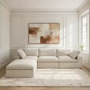 كنب زاوية بمسند ومقعد تخزين ماتيلدا - بيج