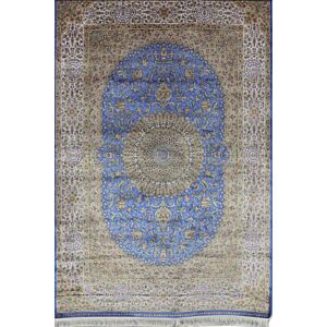 سجاد كلاسيك سوبر حرير تركي - بيج وازرق