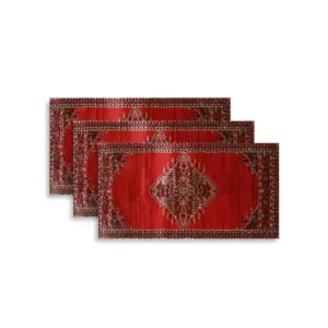 طقم سجاد سوبر تيماء - 80x300 سم - 3 قطع - احمر واسود