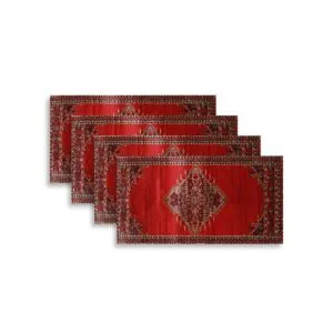 طقم سجاد سوبر تيماء - 80x300 سم - 4 قطع - احمر واسود