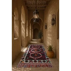 سجادة فرو البادية مقاس - 100x400 سم - احمر