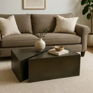 طاولة قهوة قطعتين فانتازيا - اسود وبني عتيق