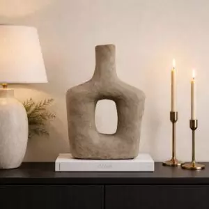 فازة سيراميك من مجموعه فلورا - 40 سم - بني