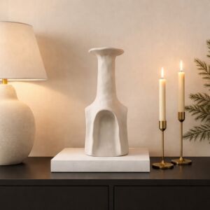 فازة سيراميك من مجموعه كورين - حجم كبير - كريمي