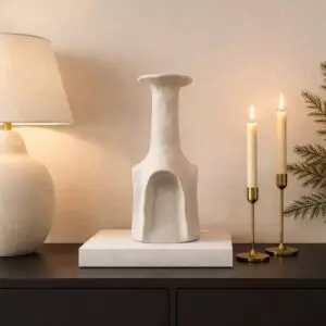 فازة سيراميك من مجموعه كورين - حجم كبير - كريمي