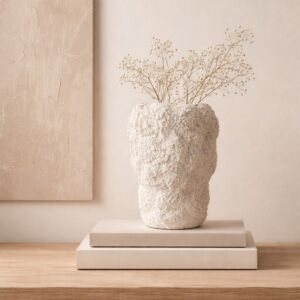 فازة سيراميك من مجموعة نيرين - حجم كبير - كريمي