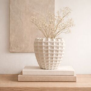 فازة سيراميك من مجموعة كينزال - حجم كبير - كريمي