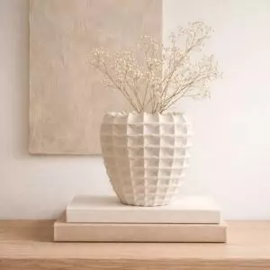 فازة سيراميك من مجموعة كينزال - حجم كبير - كريمي