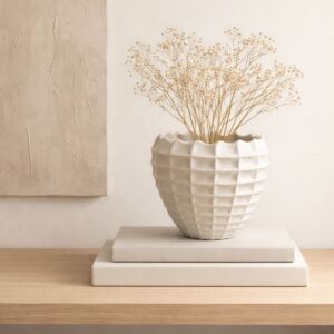 فازة سيراميك من مجموعة كينزال - حجم صغير - كريمي